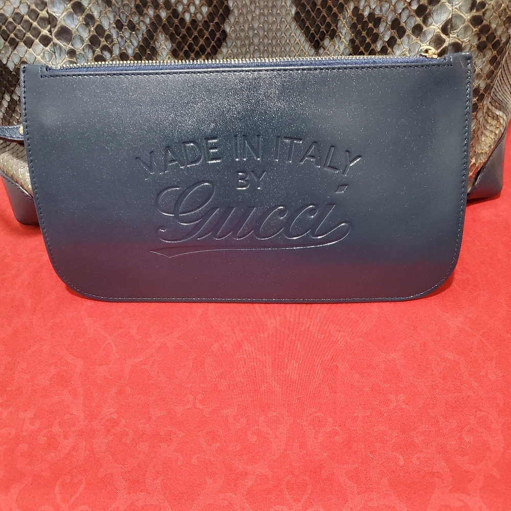 Authentic Gucci Blue Python Craft Tote - image 3